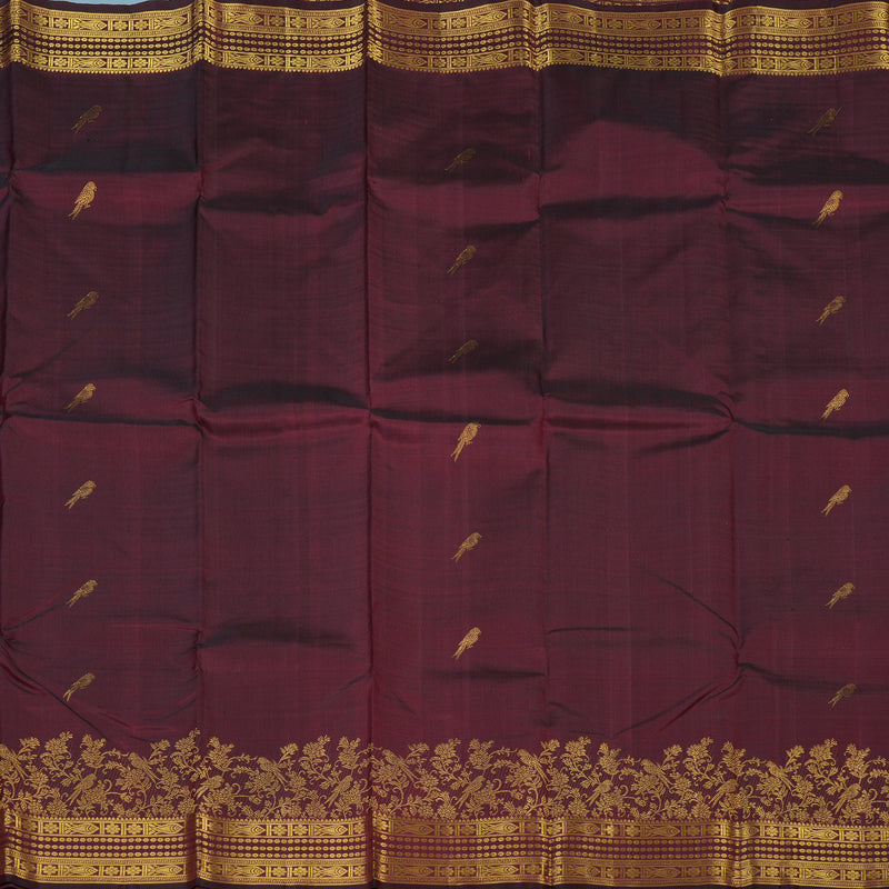 Hayagrivas Handloom Wine Kanjivaram Silk Saree KBE2257B5-1
