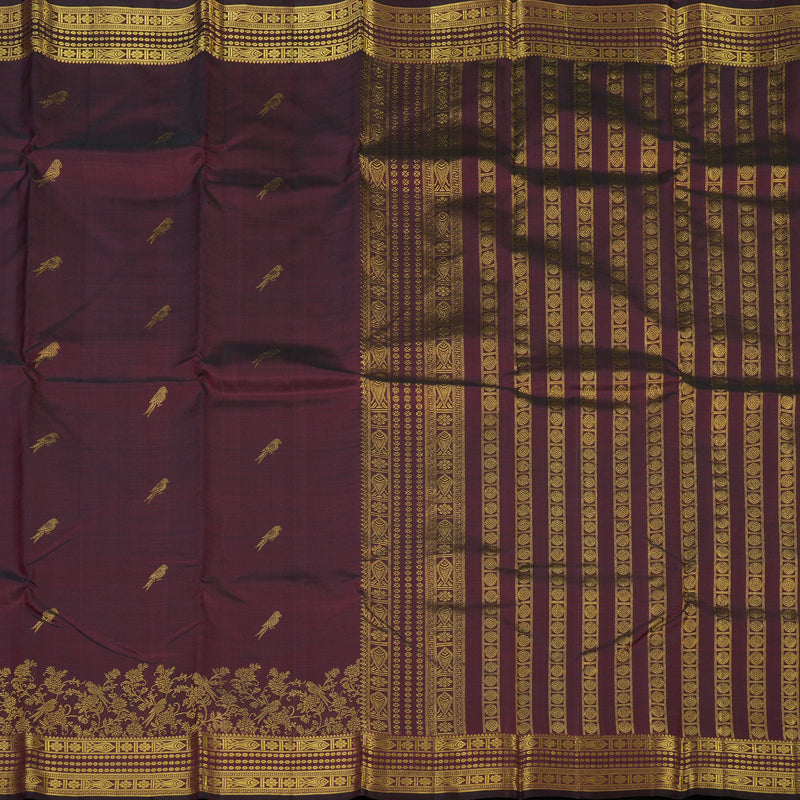 Hayagrivas Handloom Wine Kanjivaram Silk Saree KBE2257B5-1