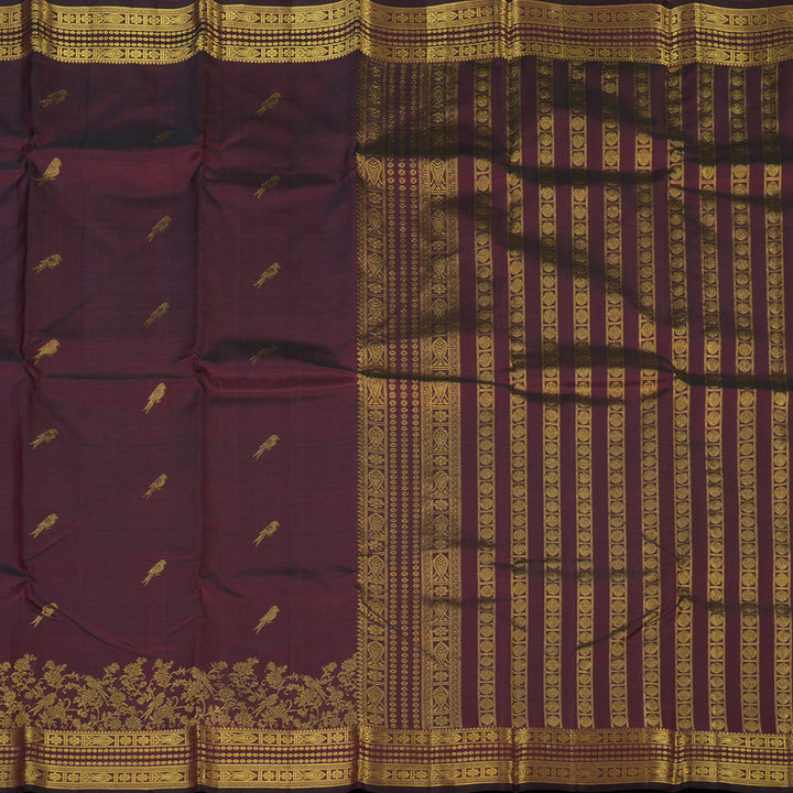 Hayagrivas Handloom Wine Kanjivaram Silk Saree KBE2257B5-1
