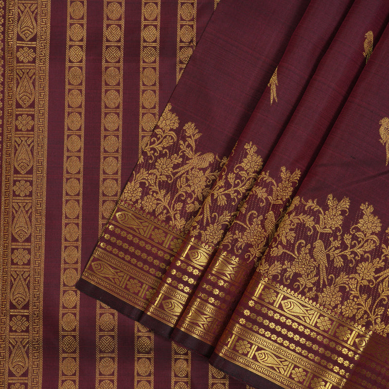 Hayagrivas Handloom Wine Kanjivaram Silk Saree KBE2257B5-1