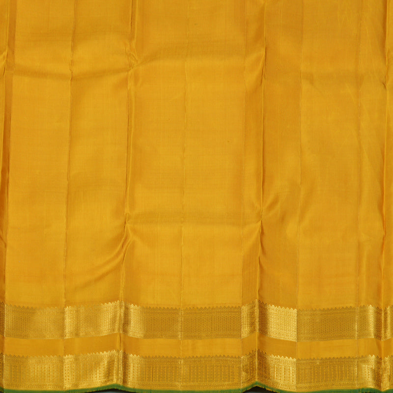 Hayagrivas Handloom Fanta Orange Kanjivaram Silk Saree with Mustard Yellow Border KBE2258B1-1