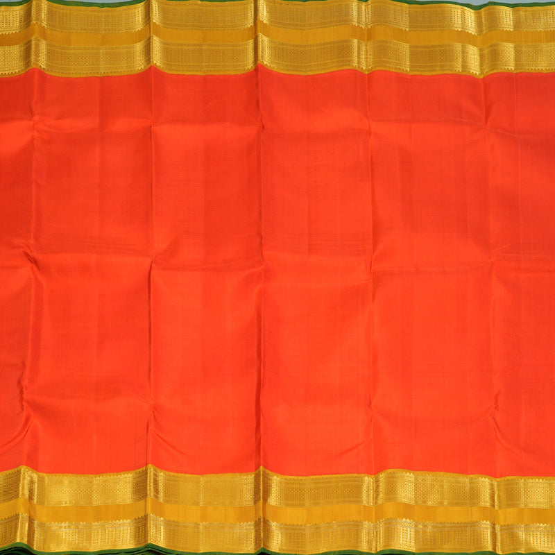 Hayagrivas Handloom Fanta Orange Kanjivaram Silk Saree with Mustard Yellow Border KBE2258B1-1