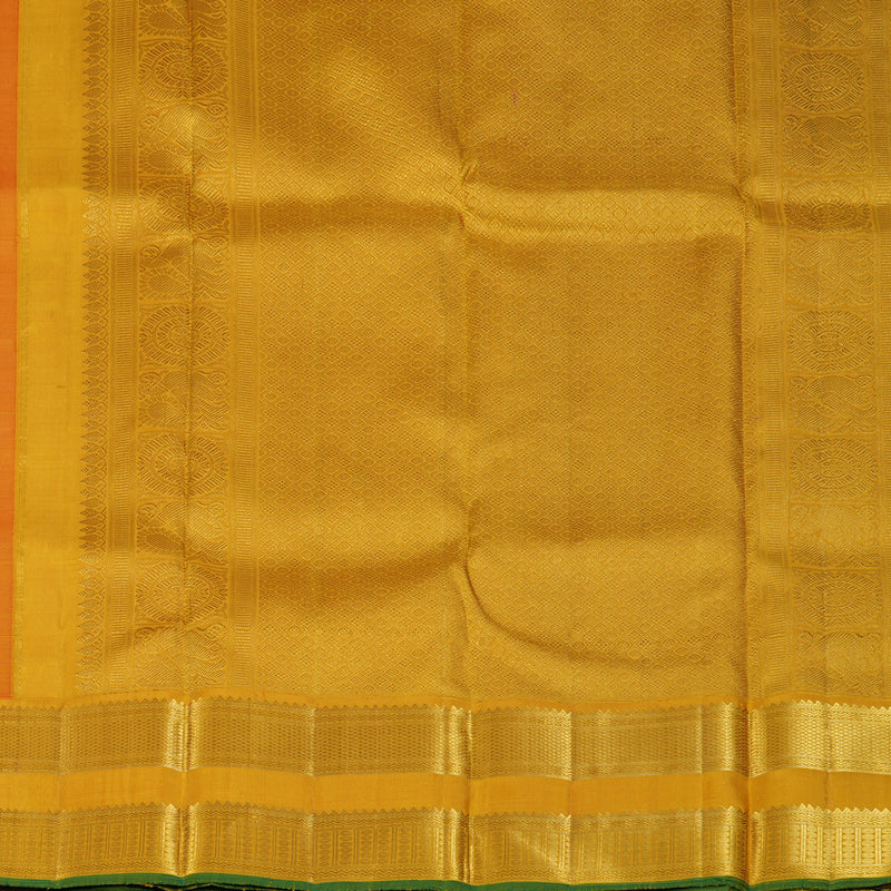 Hayagrivas Handloom Fanta Orange Kanjivaram Silk Saree with Mustard Yellow Border KBE2258B1-1