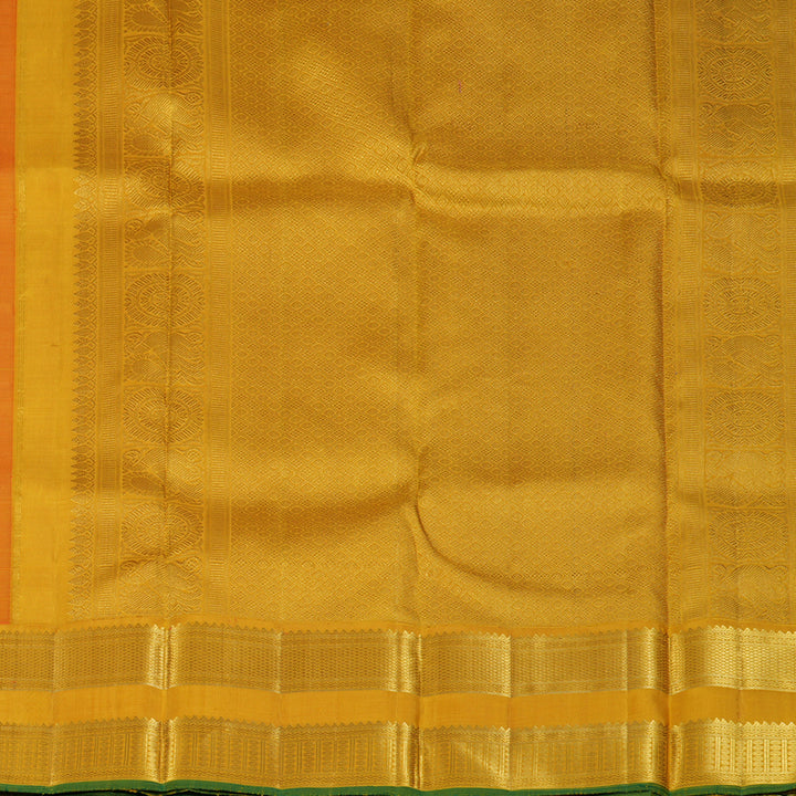 Hayagrivas Handloom Fanta Orange Kanjivaram Silk Saree with Mustard Yellow Border KBE2258B1-1