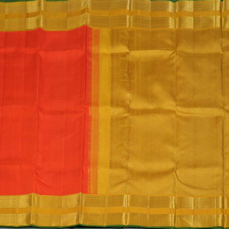 Hayagrivas Handloom Fanta Orange Kanjivaram Silk Saree with Mustard Yellow Border KBE2258B1-1