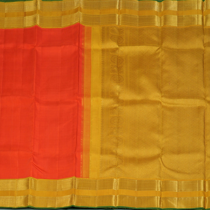Hayagrivas Handloom Fanta Orange Kanjivaram Silk Saree with Mustard Yellow Border KBE2258B1-1