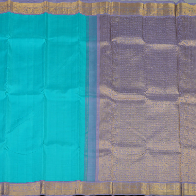 Hayagrivas Handloom Sky Blue Kanjivaram Silk Saree with Lavendar Border KBE2258B2-1