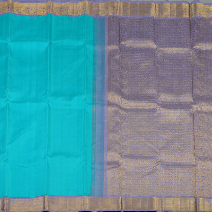 Hayagrivas Handloom Sky Blue Kanjivaram Silk Saree with Lavendar Border KBE2258B2-1