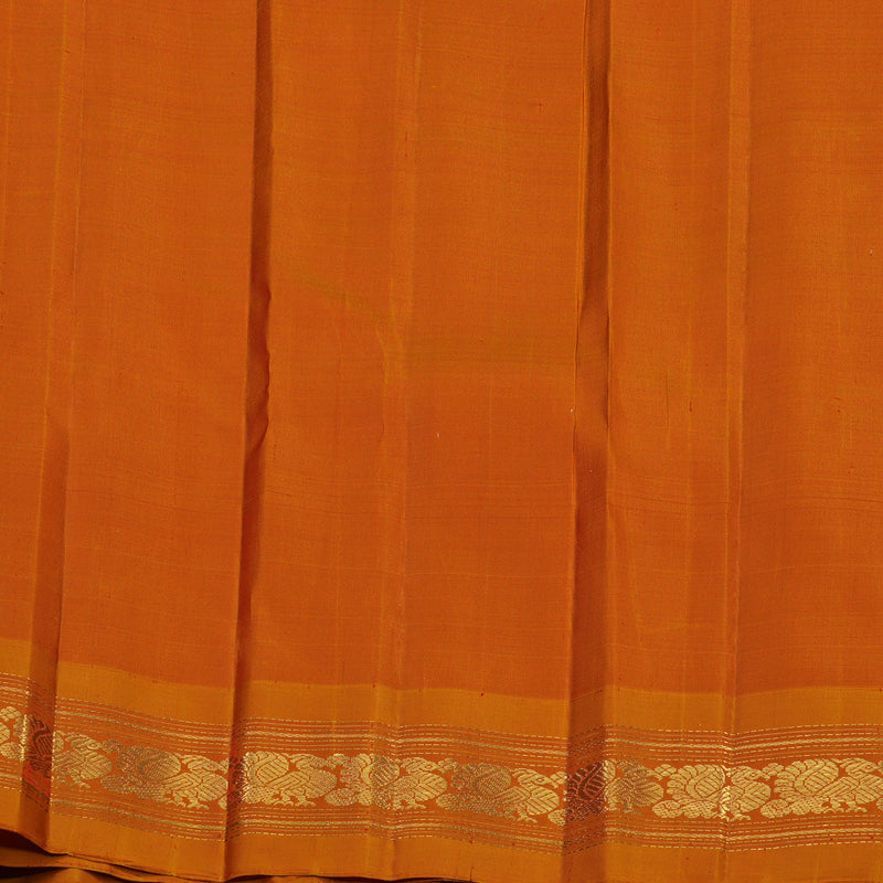 Hayagrivas Handloom Reddish-Pink Kanjivaram Silk Saree with Orange Border KBE2259B1-1