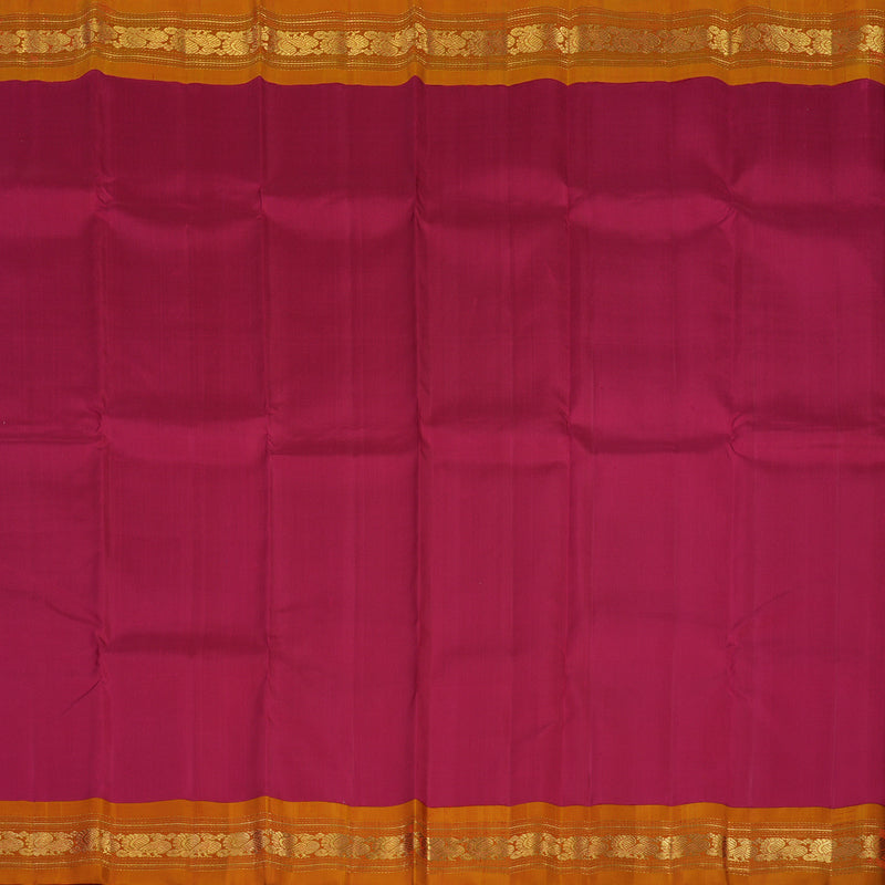 Hayagrivas Handloom Reddish-Pink Kanjivaram Silk Saree with Orange Border KBE2259B1-1