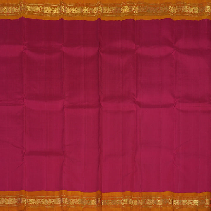 Hayagrivas Handloom Reddish-Pink Kanjivaram Silk Saree with Orange Border KBE2259B1-1