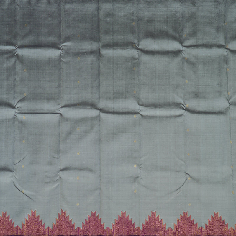 Hayagrivas Handloom Silver Grey Kanjivaram Silk Saree with Temple Border KBE2260B1-1