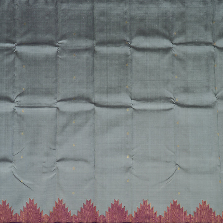 Hayagrivas Handloom Silver Grey Kanjivaram Silk Saree with Temple Border KBE2260B1-1