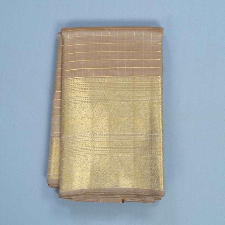 Hayagrivas Handloom Beige Kanjivaram Silk Saree KBE2260B5-1
