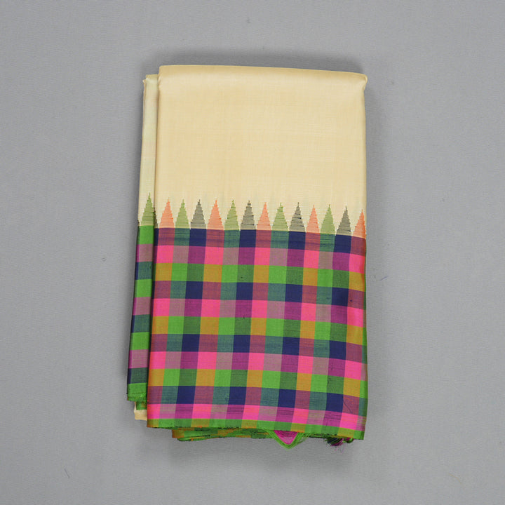 Hayagrivas Handloom Sandal Kanjivaram Silk Saree with Multicolour Checks Border KBE2260B6-1