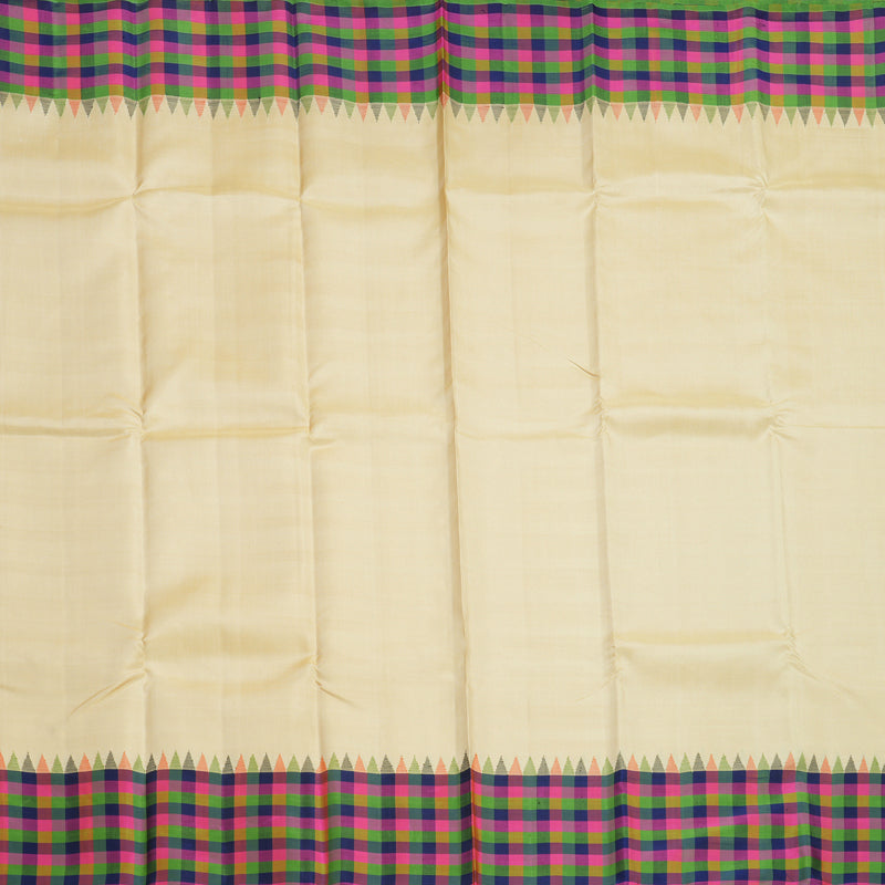Hayagrivas Handloom Sandal Kanjivaram Silk Saree with Multicolour Checks Border KBE2260B6-1