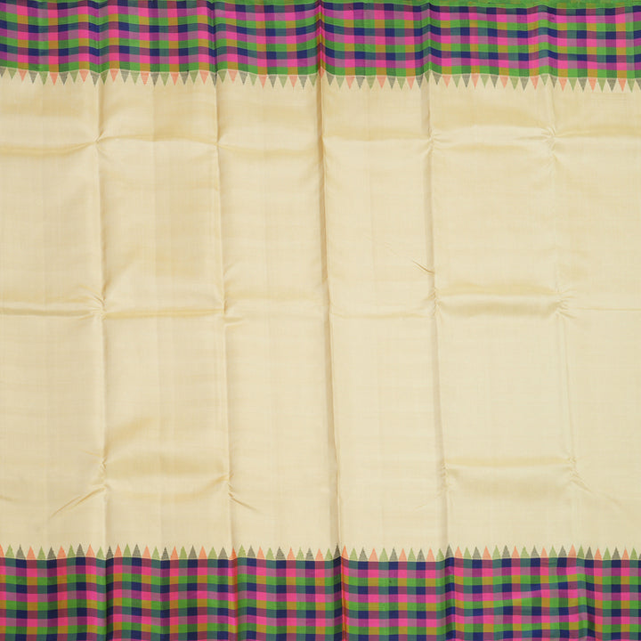 Hayagrivas Handloom Sandal Kanjivaram Silk Saree with Multicolour Checks Border KBE2260B6-1
