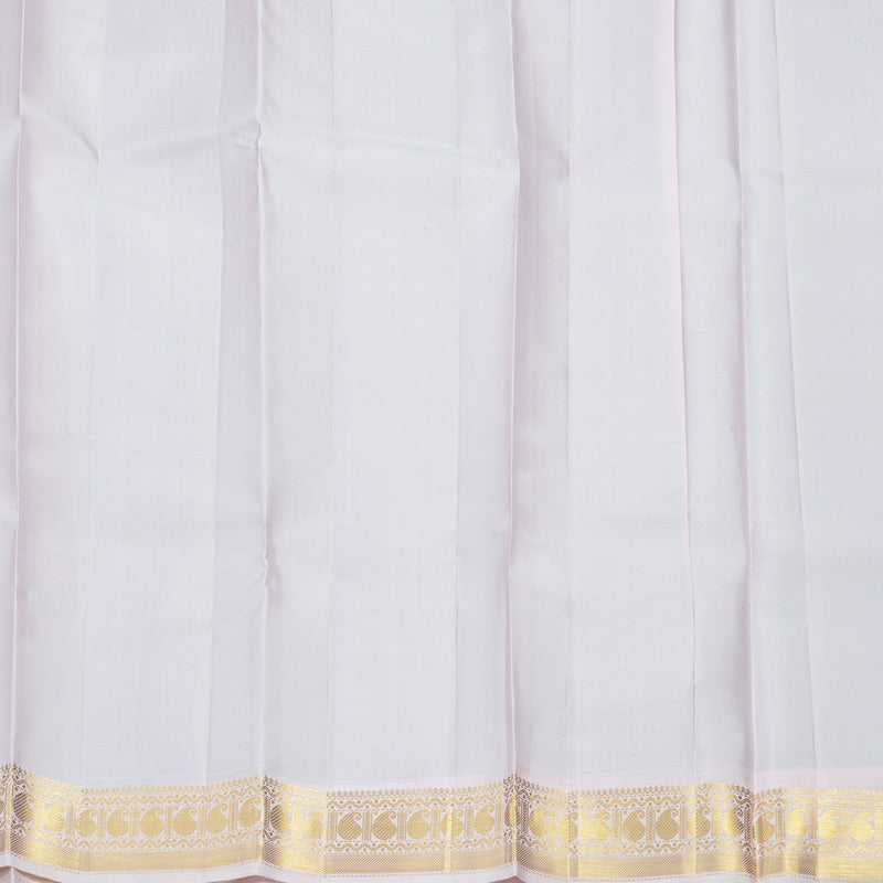 Hayagrivas Handloom Peacock Green Kanjivaram Silk Saree with Baby Pink Border KBE2263B13-1