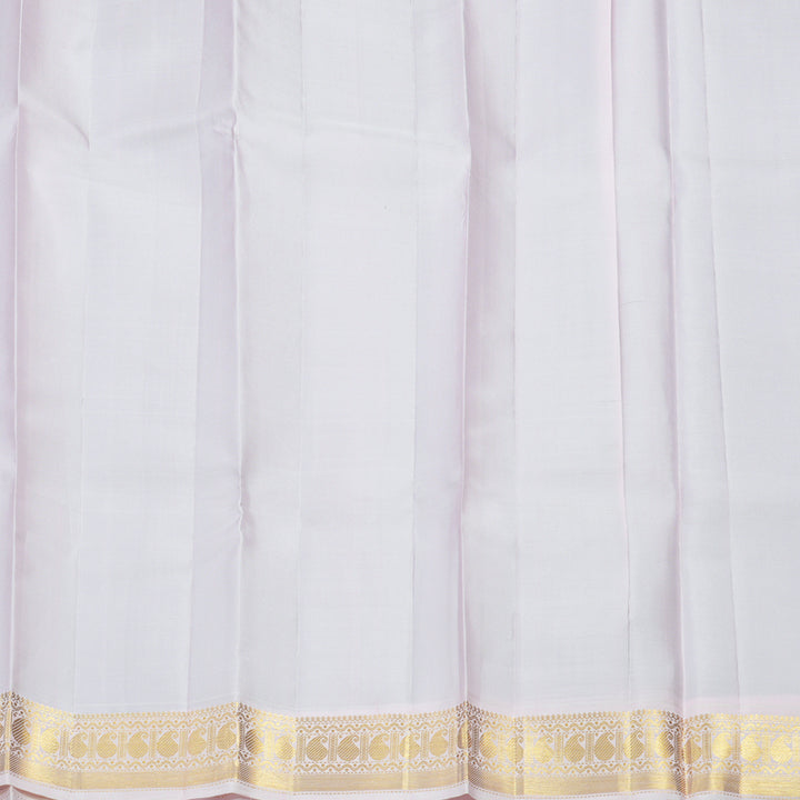 Hayagrivas Handloom Peacock Green Kanjivaram Silk Saree with Baby Pink Border KBE2263B13-1