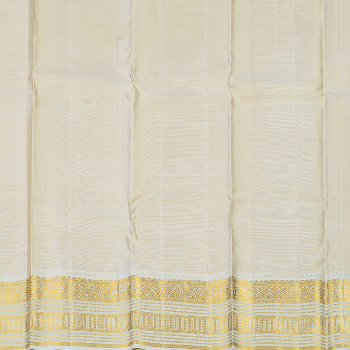 Hayagrivas Handloom Yellow Kanjivaram Silk Saree with Cream Border KBE2263B9-1