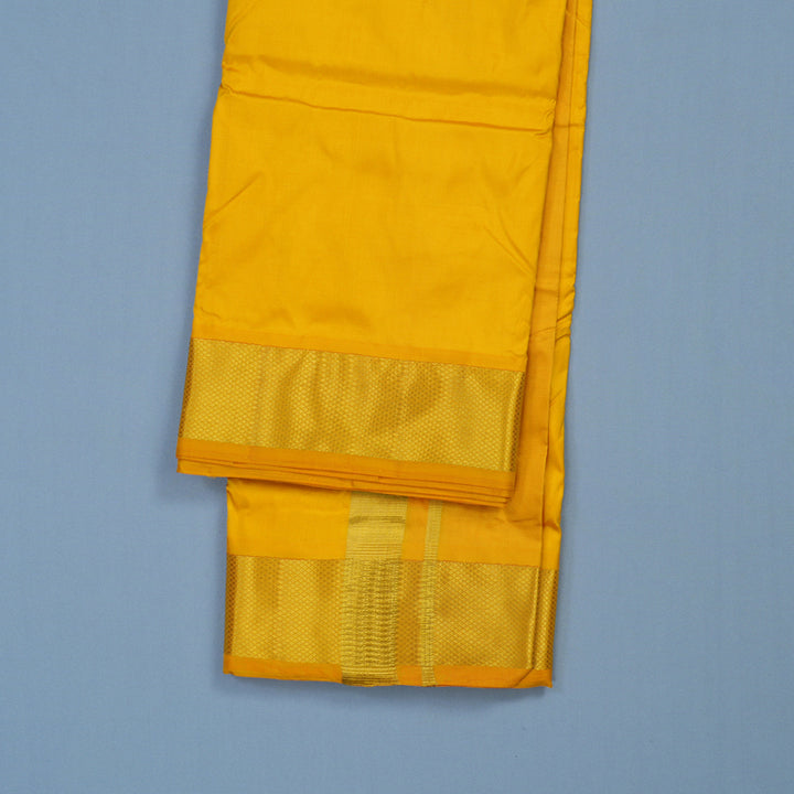 Hayagrivas Handloom 10*6 Silk Dhothi in Yellow KBE2265B1-3