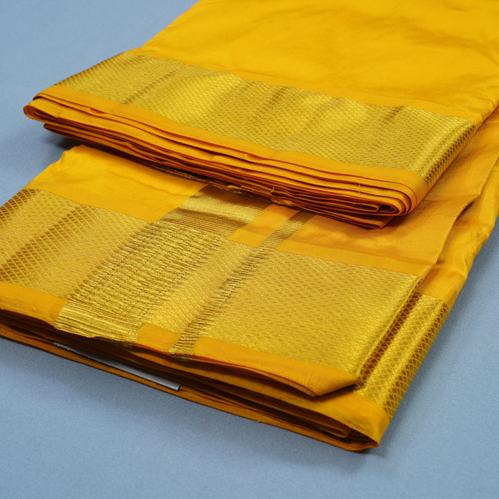 Hayagrivas Handloom 10*6 Silk Dhothi in Yellow KBE2265B1-3