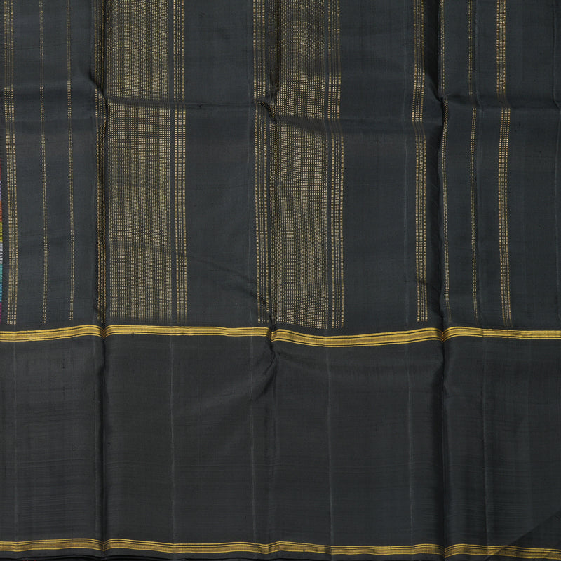 Hayagrivas Handloom Multicolour Stripes Kanjivaram Silk Saree with Black Border KBE2267B1-1