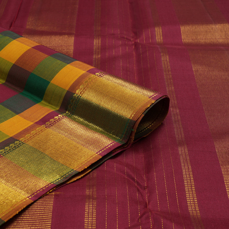 Hayagrivas Handloom Multicolour Checks Kanjivaram Silk Saree KBE2268B6-1