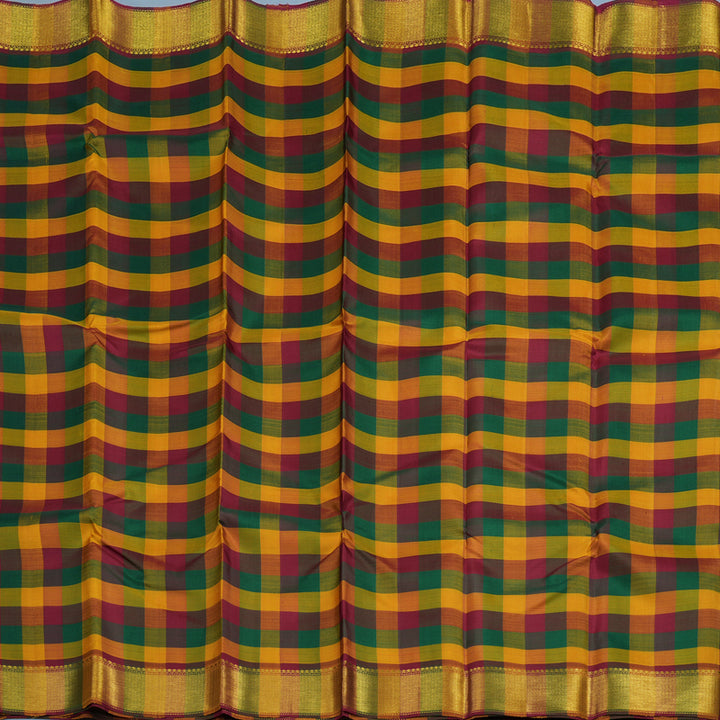 Hayagrivas Handloom Multicolour Checks Kanjivaram Silk Saree KBE2268B6-1