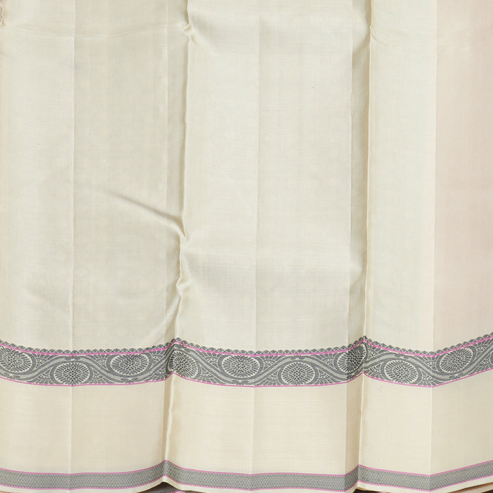 Hayagrivas Handloom Half-White Kanjivaram Silk Saree KBE2269B9-1