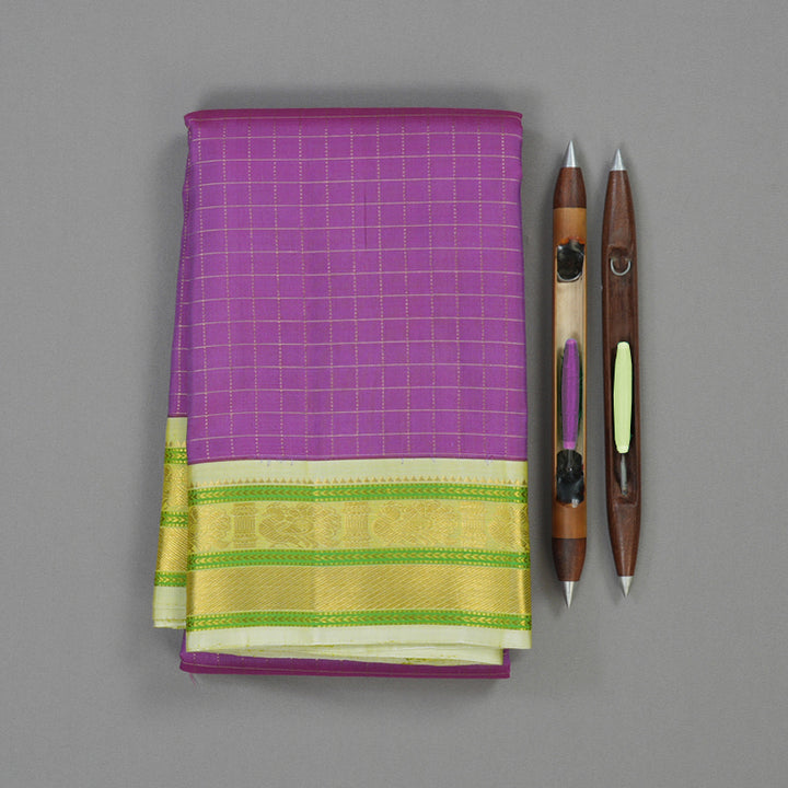 Hayagrivas Handloom Lavendar Kanjivaram Silk Saree with Light Pista Green Border KBE2271B10-1