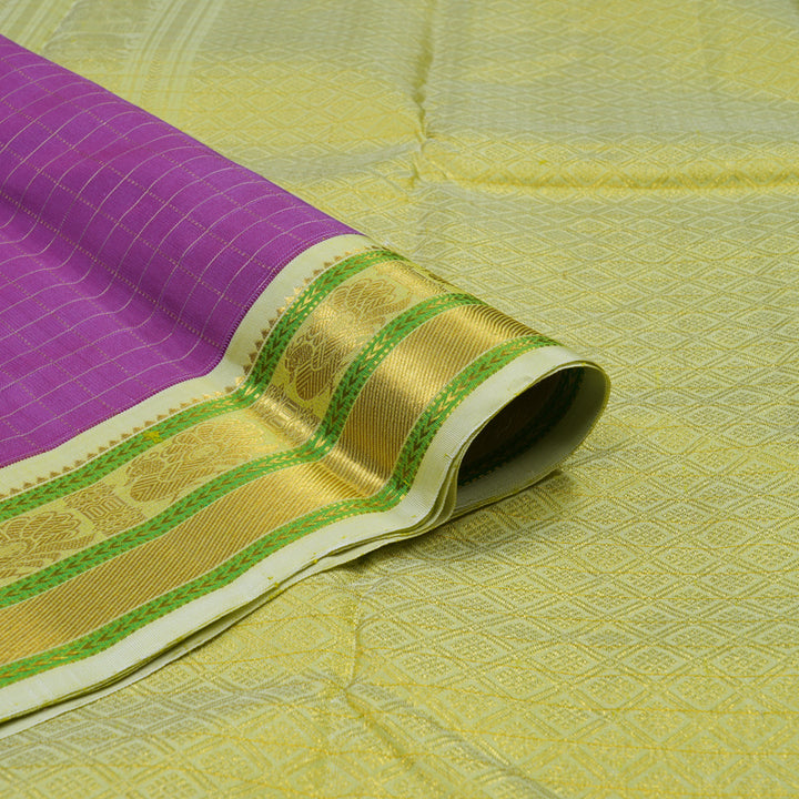 Hayagrivas Handloom Lavendar Kanjivaram Silk Saree with Light Pista Green Border KBE2271B10-1