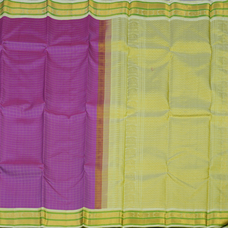 Hayagrivas Handloom Lavendar Kanjivaram Silk Saree with Light Pista Green Border KBE2271B10-1