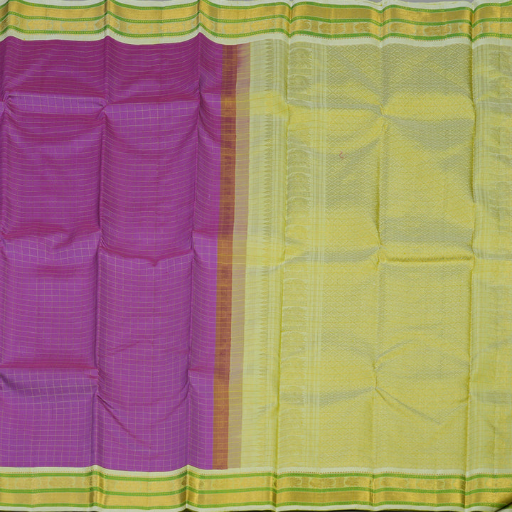 Hayagrivas Handloom Lavendar Kanjivaram Silk Saree with Light Pista Green Border KBE2271B10-1