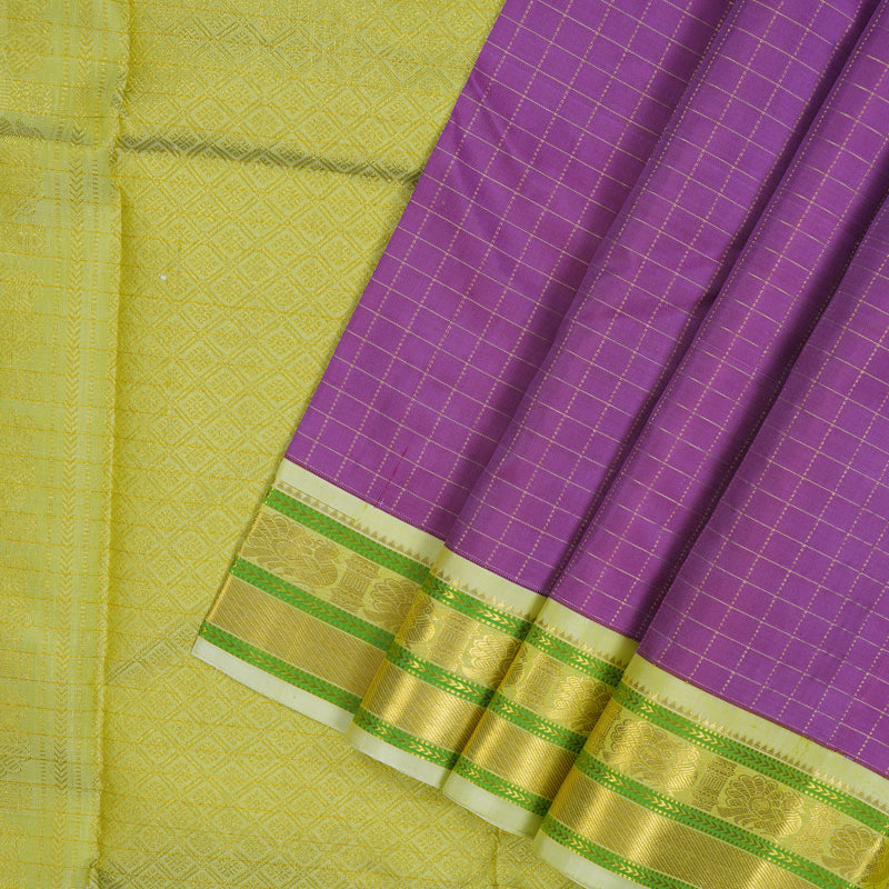 Hayagrivas Handloom Lavendar Kanjivaram Silk Saree with Light Pista Green Border KBE2271B10-1