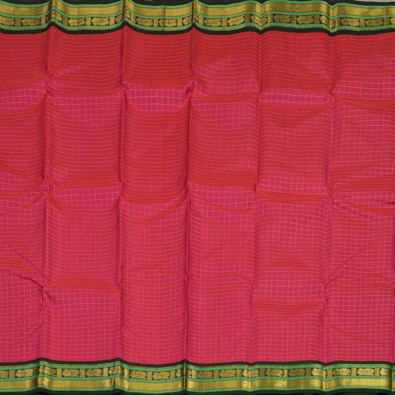 Hayagrivas Handloom Rani Pink Kanjivaram Silk Saree with Karum Pachai Border KBE2271B11-1