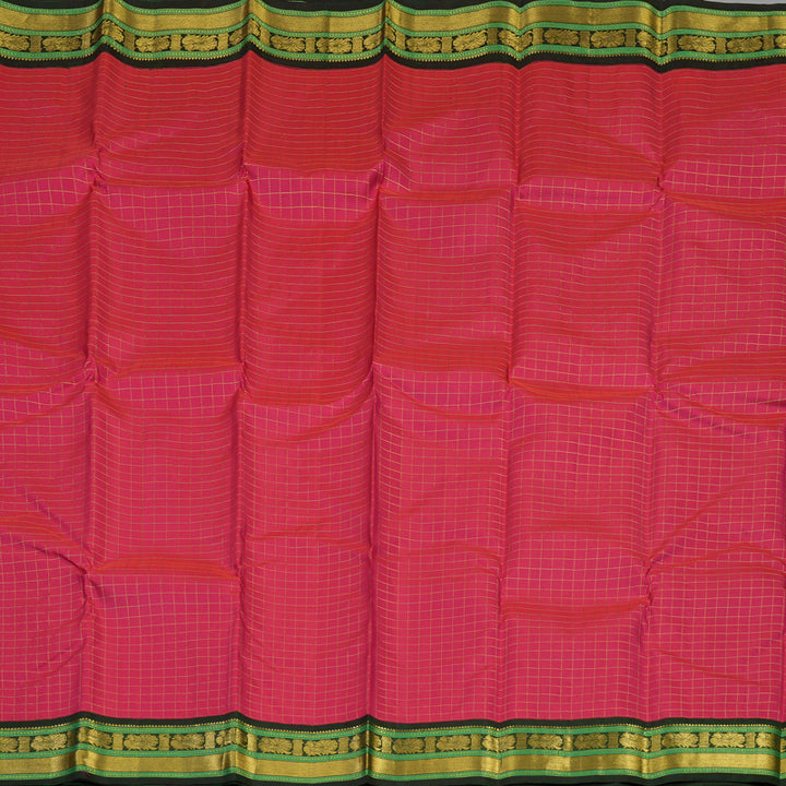 Hayagrivas Handloom Rani Pink Kanjivaram Silk Saree with Karum Pachai Border KBE2271B11-1