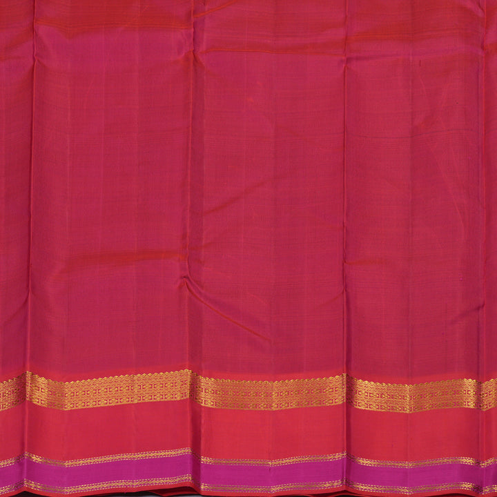 Hayagrivas Handloom Kanjivaram Silk Saree with Orangish-Pink Border KBE2271B13-1