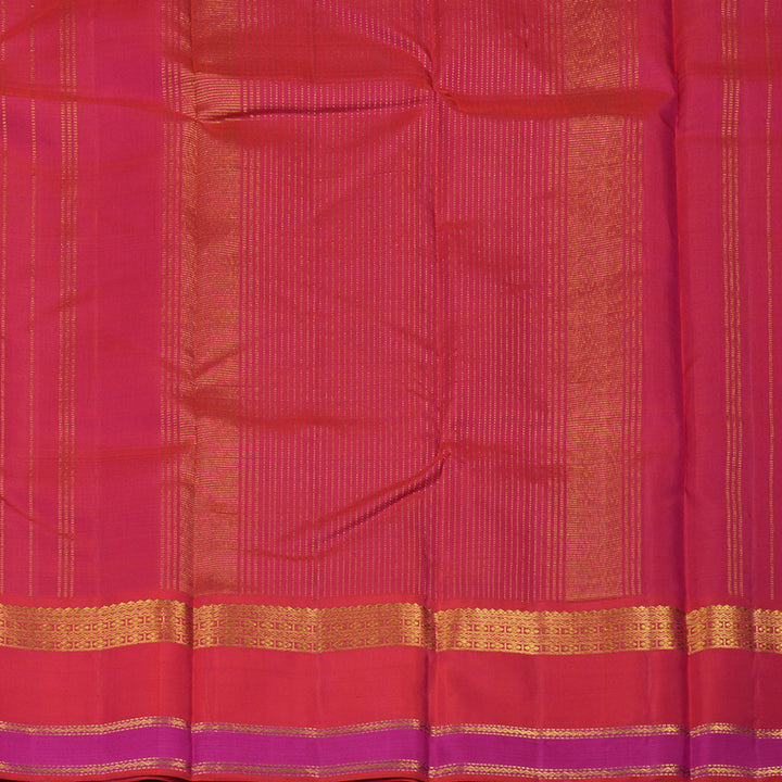 Hayagrivas Handloom Kanjivaram Silk Saree with Orangish-Pink Border KBE2271B13-1