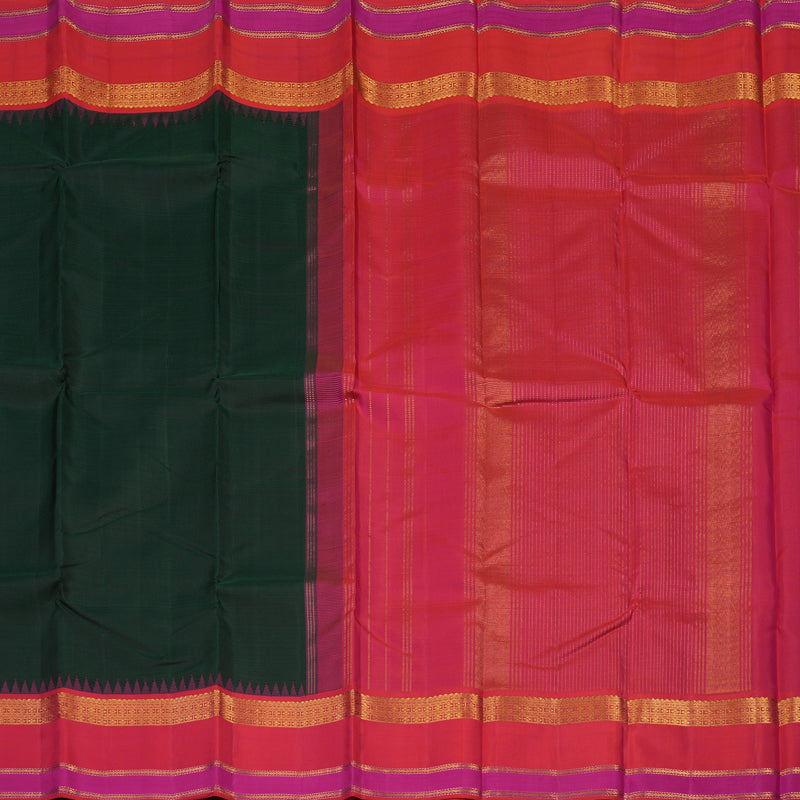Hayagrivas Handloom Kanjivaram Silk Saree with Orangish-Pink Border KBE2271B13-1