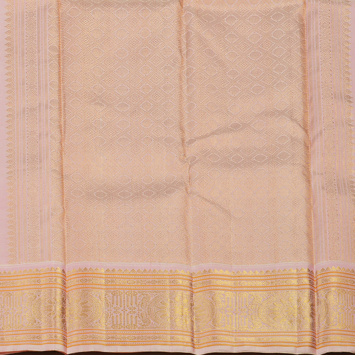 Hayagrivas Handloom Deep Wine Kanjivaram Silk Saree with Pastel Pink Border KBE2271B15-1