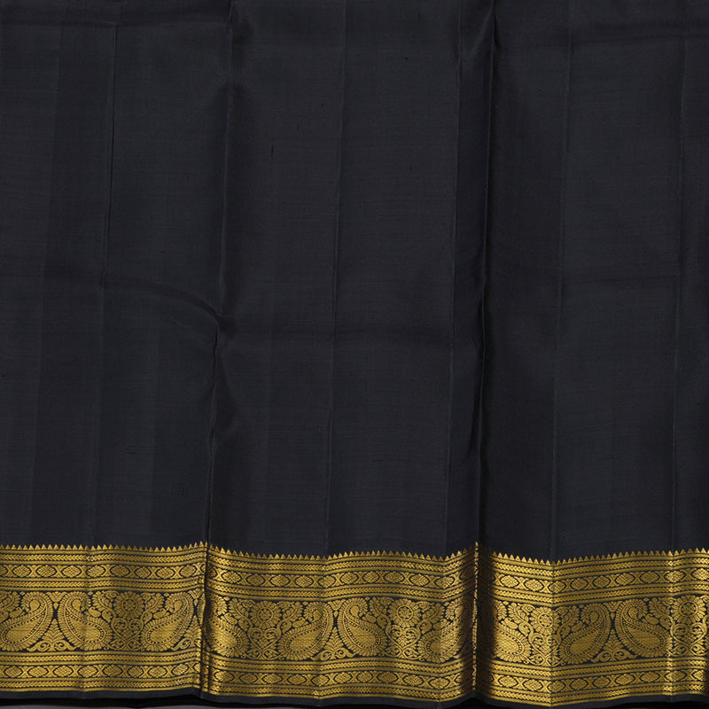 Hayagrivas Handloom Mustard Yellow Kanjivaram Silk Saree with Black Border KBE2271B7-1