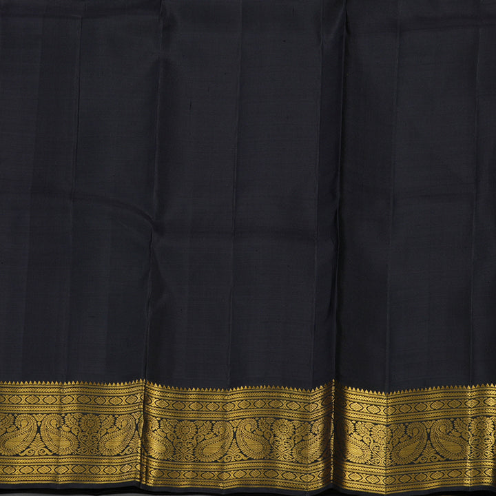 Hayagrivas Handloom Mustard Yellow Kanjivaram Silk Saree with Black Border KBE2271B7-1