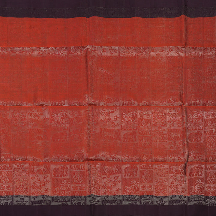 Hayagrivas Rust Orange Handloom Soft Silk Saree KBE2275B1-1