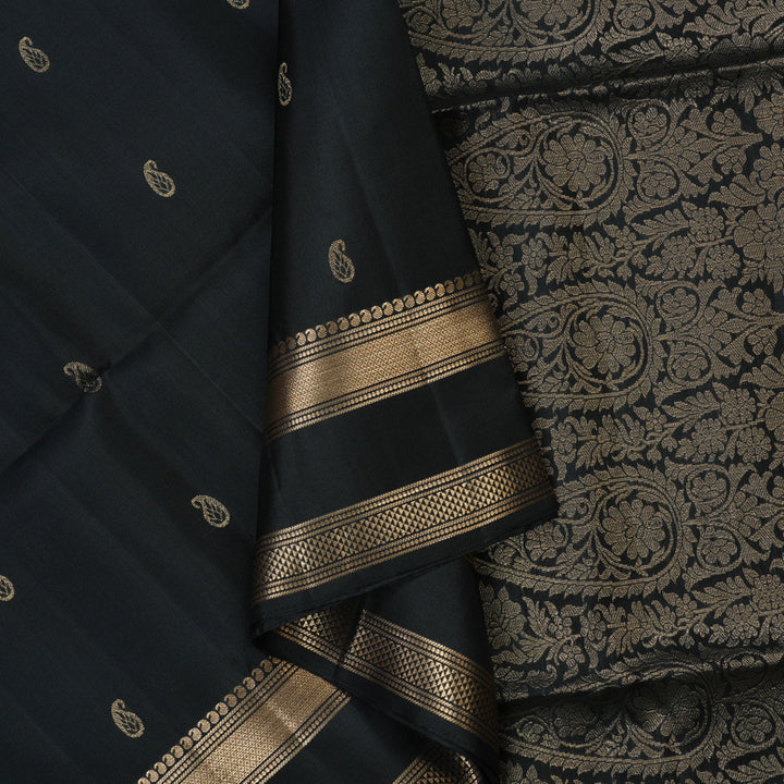 Hayagrivas Black Handloom Soft Silk Saree KBE2275B2-22