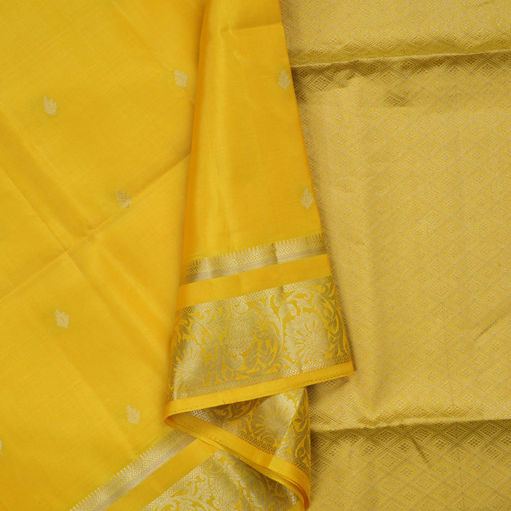 Hayagrivas Lemon Yellow Handloom Soft Silk Saree KBE2275B2-9