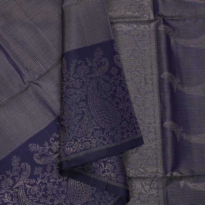 Hayagrivas Navy Blue Handloom Soft Silk Saree KBE2275B2-2