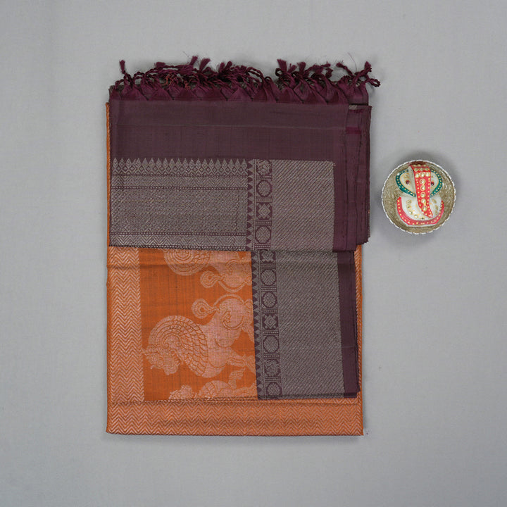 Hayagrivas Rust Orange Handloom Soft Silk Saree KBE2275B2-6