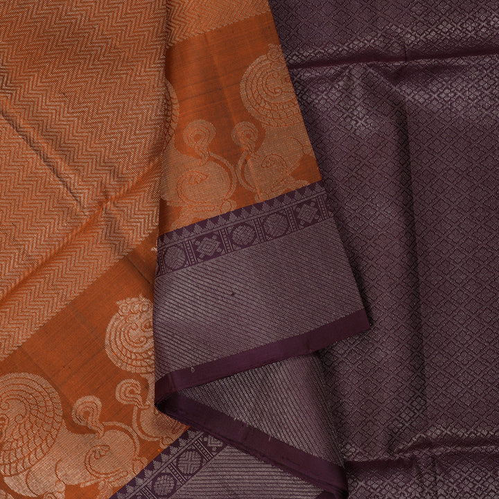 Hayagrivas Rust Orange Handloom Soft Silk Saree KBE2275B2-6