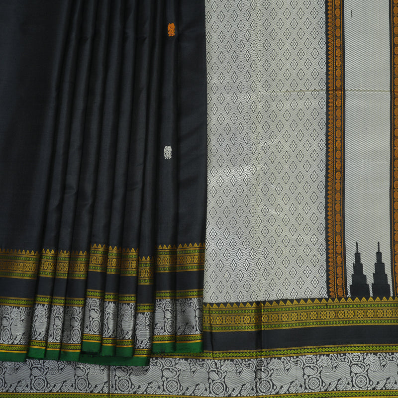 Hayagrivas Handloom Black Kanjivaram Silk Saree KBE2278B2-1